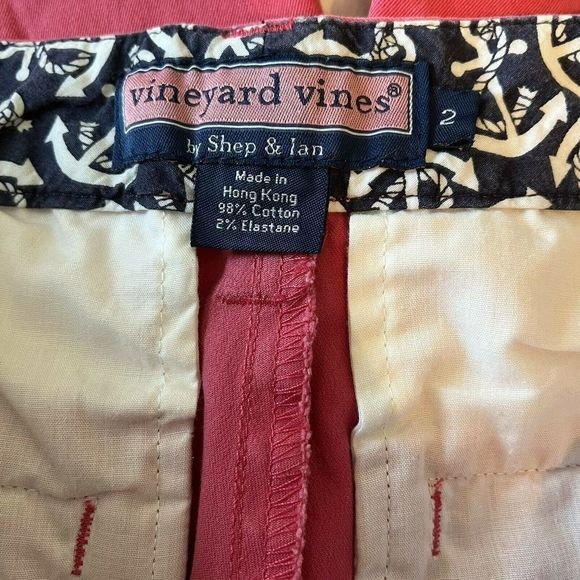 VINEYARD VINES By Shep & Ian Woman Sz 2 Cropped Capri PANTS Cotton Stretch Pink - Picture 4 of 10